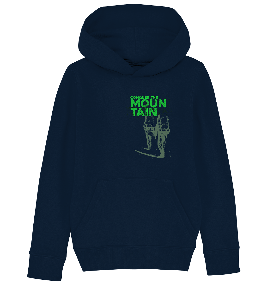 CONQUER THE MOUNTAIN  -  Mountain Sports Organic Kids Fashion Reespray Hoodie