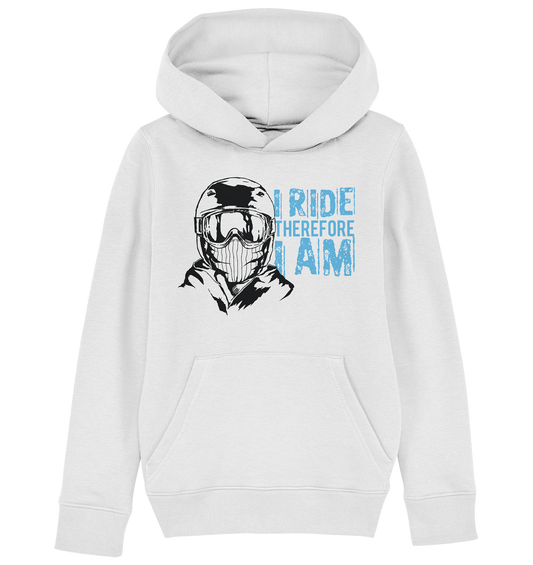 I Ride therefore I am - Kids skiing snowboarding Organic reespray Hoodie