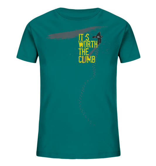 ITS WORTH THE CLIMB  - Kids Snowboarding Organic Reespray T-Shirt